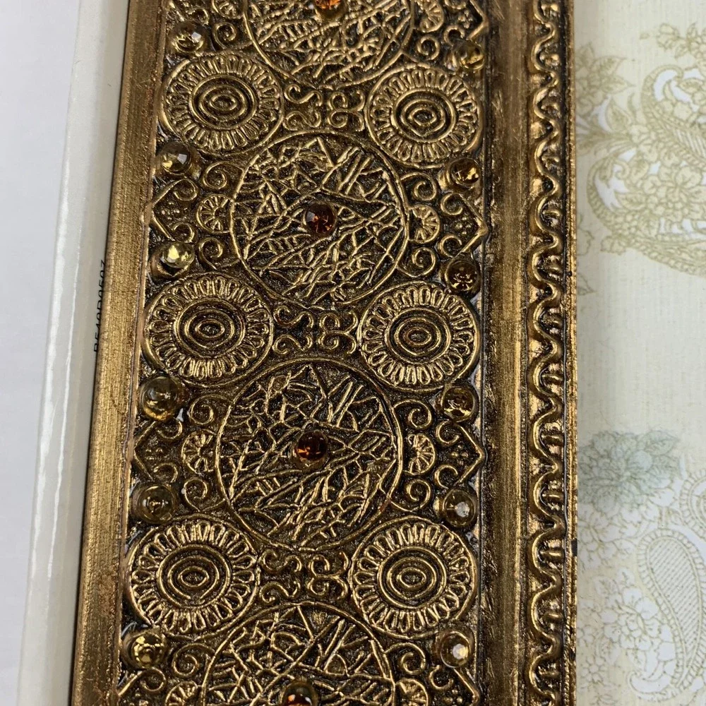 Belle Maison Decorative Woods Metallic Gold Embossed & Jeweled 5x7in Frame 6134‎
